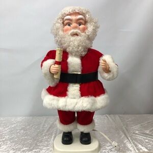 Vintage Santa’s Best motion Christmas Santa Claus 23 in. holds lighted candle